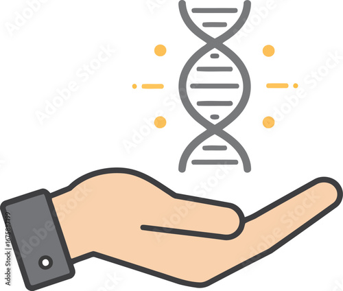 Dna helix held in hand science genetics healthcare concept