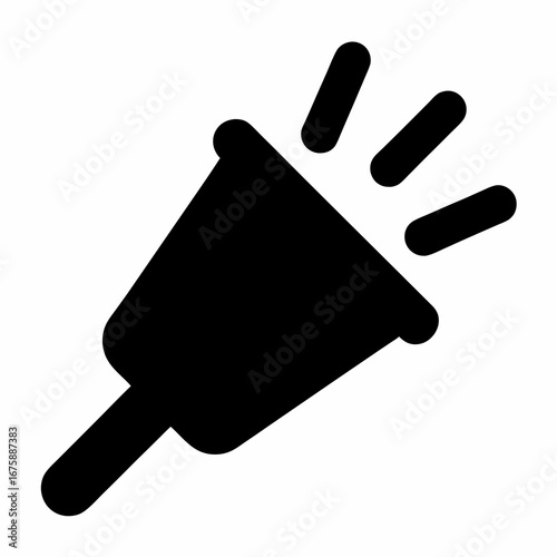 A simple black silhouette icon of a party popper with three bursts