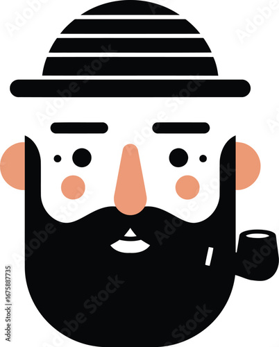 Whimsical sailor with pipe and hat
