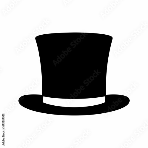 Stylish black top hat on a white background representing vintage fashion