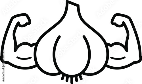 Strong garlic icon health immunity power