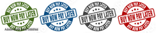 buy now pay later stamp. buy now pay later round stamp set isolated on white background