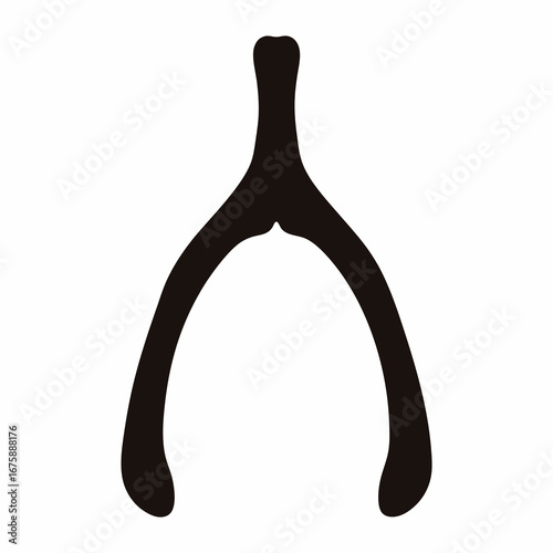 A dark brown wishbone centered on a white background, for holiday wishes