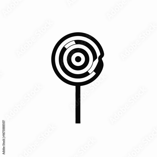 Abstract minimalistic bitten lollipop candy black and white dessert silhouette