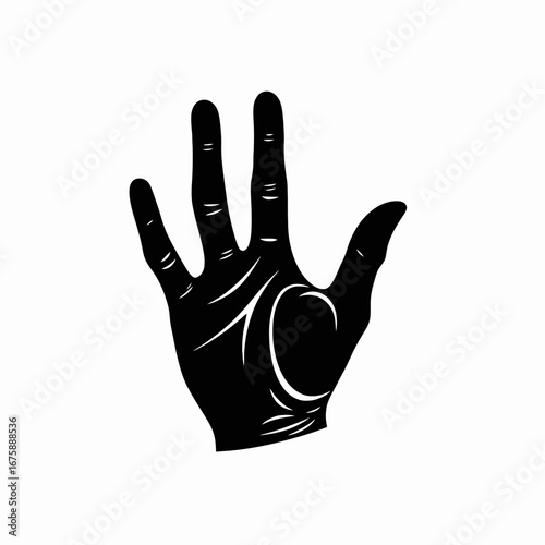 Bold open palm artistic hand gesture outlined in dark color silhouette