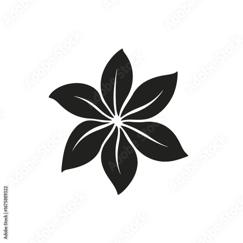 Elegant floral vector art with symmetrical leaf arrangement, a bold silhouette