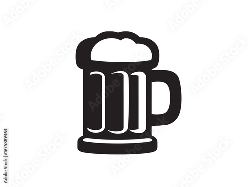 Stylish beer mug silhouette icon vector symbol with minimal classic bar look