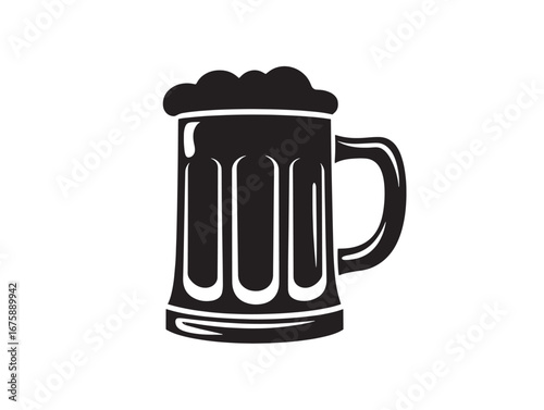 Decorative beer mug silhouette icon artwork with cheerful social celebration design