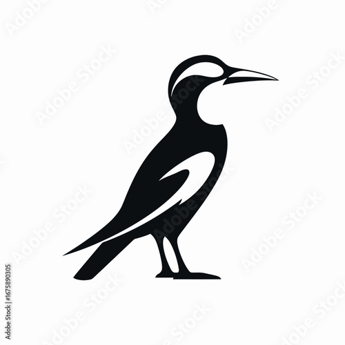 Abstract waterbird avian design isolated stark, bold vector illustration silhouette