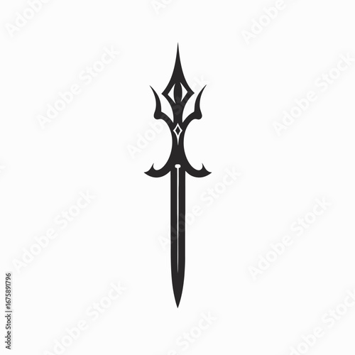 Elegant black sword emblem symbol or logo vector design silhouette