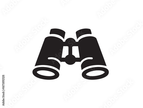 Elegant binoculars solid silhouette symbol illustration for outdoor adventure graphics