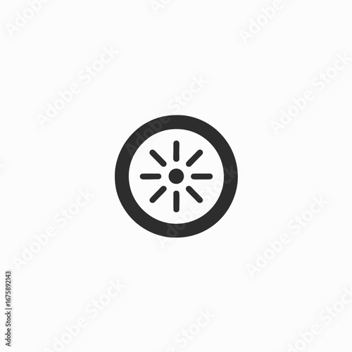 Abstract geometric radiating lines circle design, simple vector shape silhouette