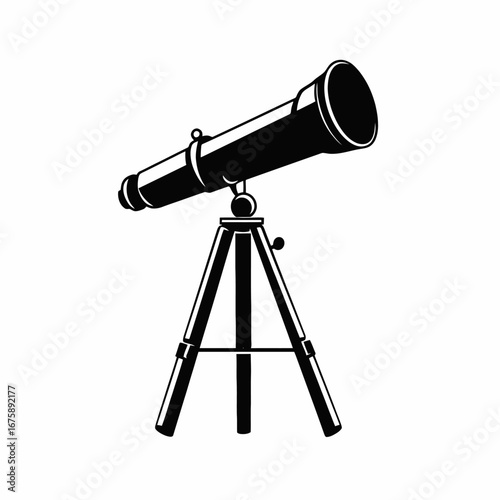 Telescopic view, focused discovery through the lens, a dark optical tool silhouette