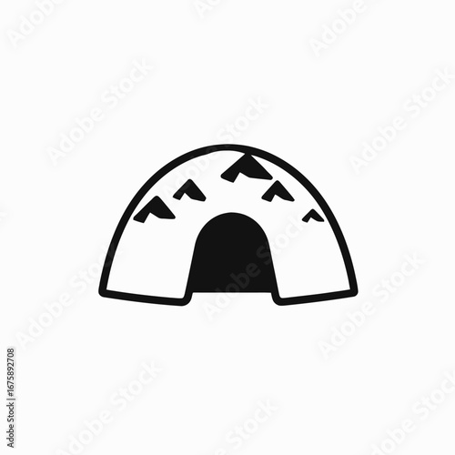 Minimalist igloo illustration features arctic snow structure in a simple silhouette