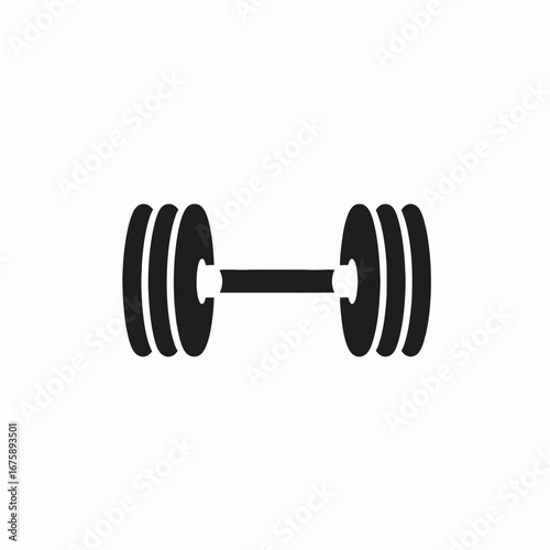 Minimalist graphic design showing dumbbell against a white background silhouette