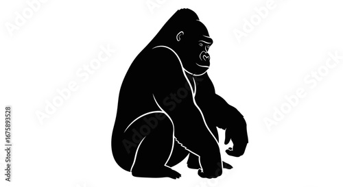 Silhouetted Gorilla in Profile Pose.