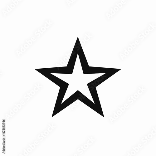 Bold five pointed star floating isolated on a white background silhouette