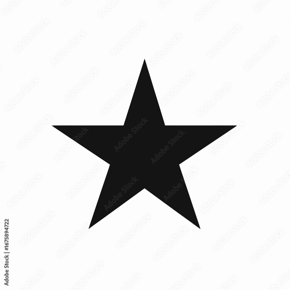 Fototapeta premium Simple black five pointed star minimalist design isolated illustration silhouette