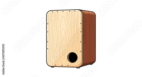 Light-Colored Wooden Tambourine-Shaped Percussion Instrument.