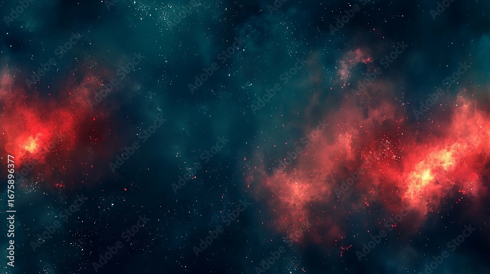 Naklejka premium Fiery Nebula Cosmic Clouds Ablaze