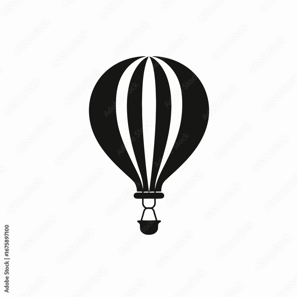 Obraz premium Striking graphical monochrome hot air balloon travel and adventure simple silhouette