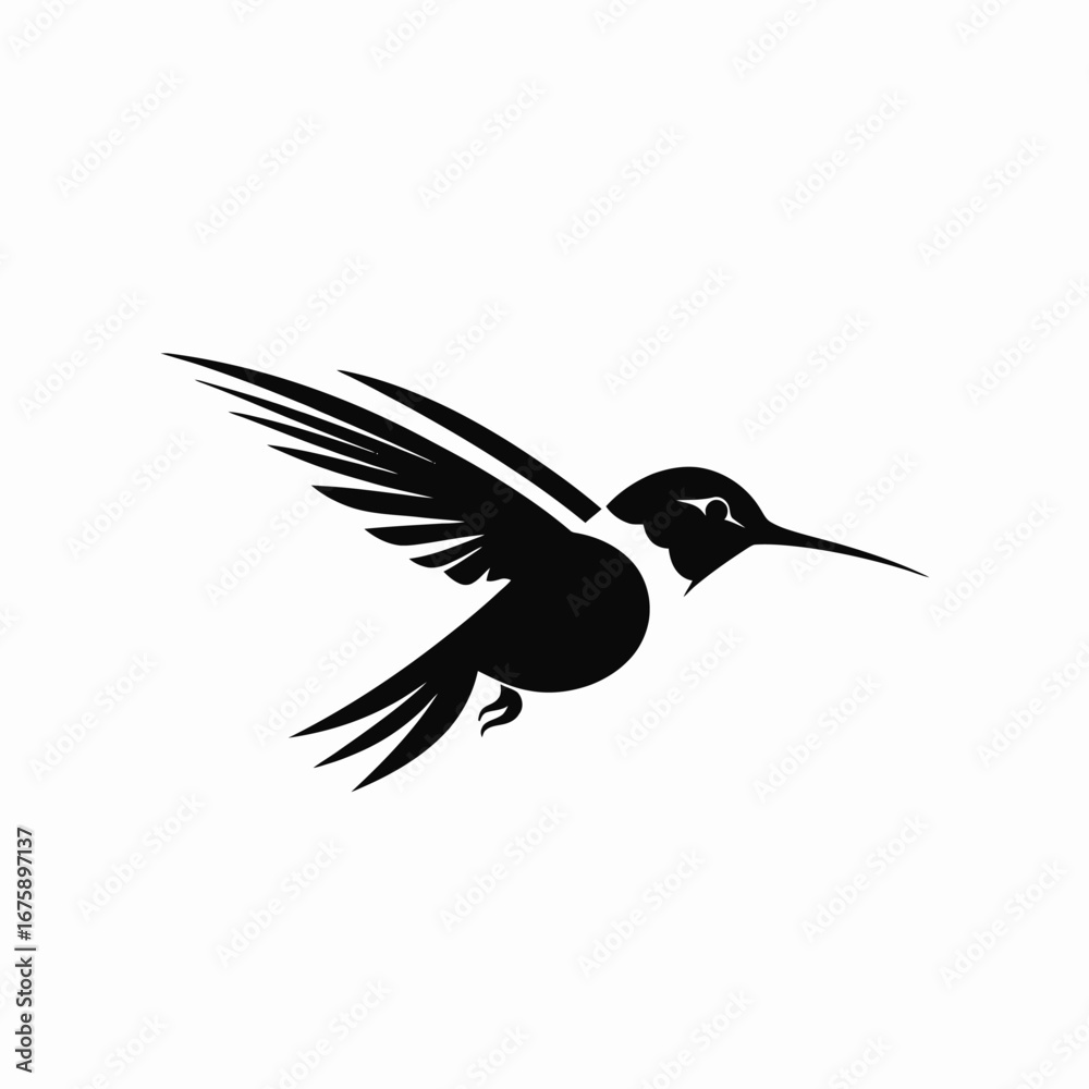 Obraz premium Elegant small hummingbird soars with grace, a captivating black silhouette