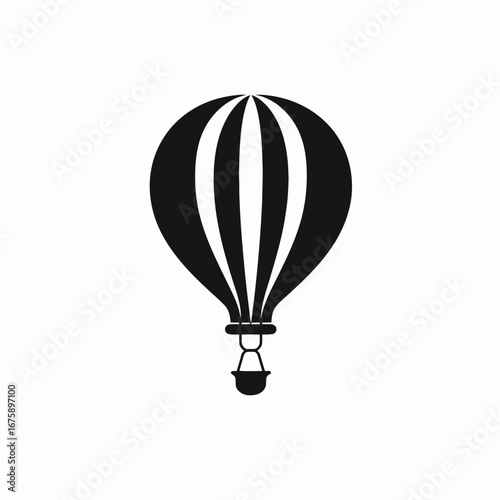 Striking graphical monochrome hot air balloon travel and adventure simple silhouette