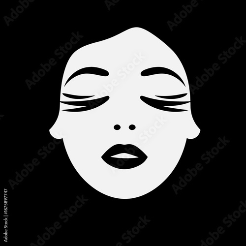 Elegant woman's face, depicted in a clean, modern style, a stunning silhouette