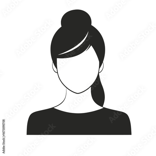 Elegant faceless woman avatar with updo hairstyle and ponytail silhouette