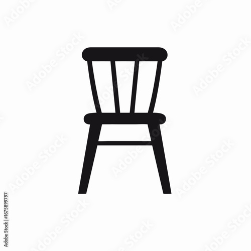 Simple classic wooden chair design in a black color silhouette