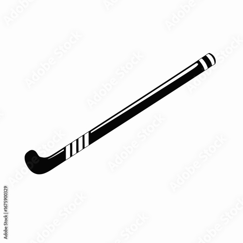 Sleek minimalist field hockey stick emblem in perfect contrast silhouette