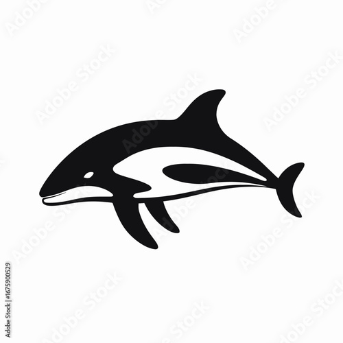 Majestic killer whale swimming, showcasing nature's aquatic beauty in elegant silhouette