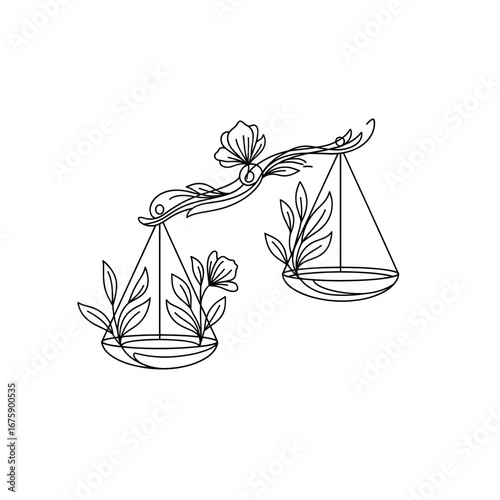 Scales with floral and botanical elements.
