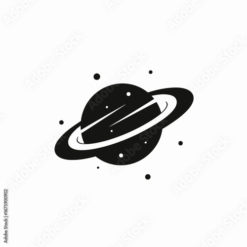 Cosmic planet orbiting with interstellar rocks in an abstract space silhouette