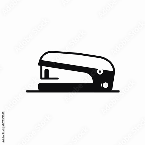 Office desk stapler illustration for paper fastening depicted in minimalist silhouette