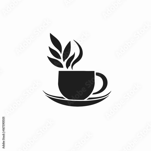 Elegant herbal tea cup illustration, a simple morning beverage silhouette