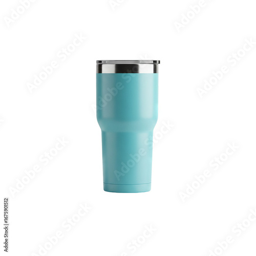 Blue stainless steel tumbler cup mockup generative AI