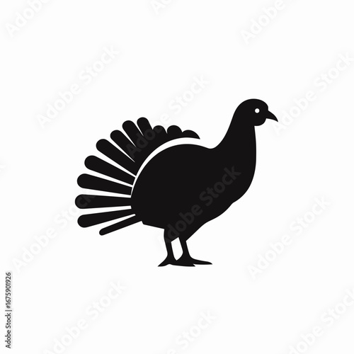 Striking turkey in a bold flat design black silhouette