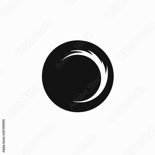 Dynamic abstract circle with curved elements, representing flowing energy silhouette.