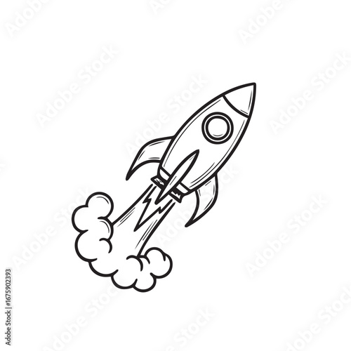 Rocket ship doodle icon. Doodle Icon Illustration.