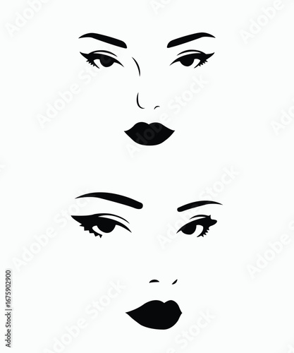 Minimalist Female Face Silhouette Vector with Bold Lips.