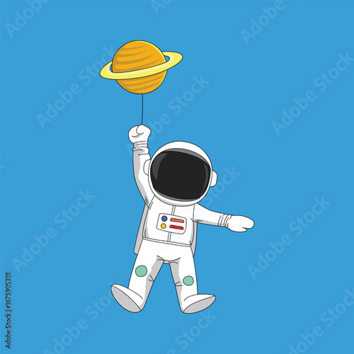 cute astronaut cartoon design. professional space man.
