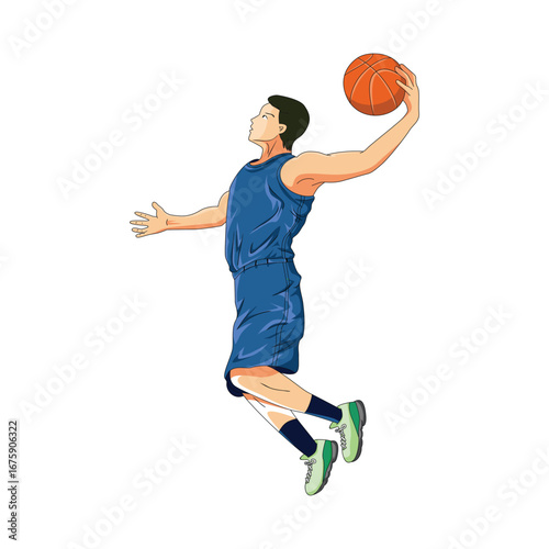 basketball player do Slam dunk cartoon design.