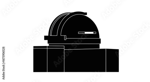 Observatory Dome - Black and White Line Drawing.