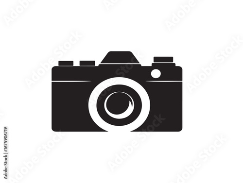 Stylish camera photography equipment silhouette vector image