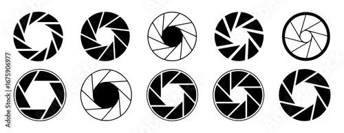 camera lens diaphragm shutter aperture icons