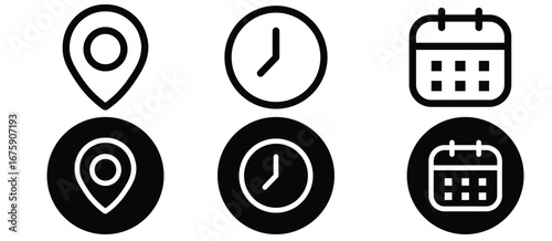 Time date address icon set collection vector eps10.