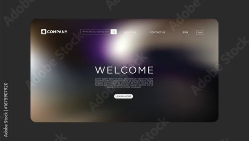 Modern website landing page with blurred background welcomes visitors to explore the company resources online