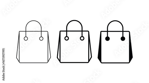 Shopping Bag Icons Versatile Designs for Retail & E-commerce vectorThe bags are depicted in a line art style, perfect for use in branding, websites, or applications related to online and offline shopp