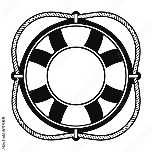 Minimalist Lifebuoy Silhouette Emergency Water Rescue Design